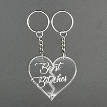 Load image into Gallery viewer, Best bitches split heart keychains
