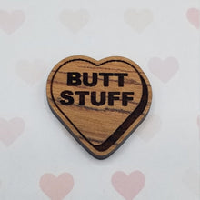 Load image into Gallery viewer, Valentine conversation hearts 32 saying setsexy, dirty, inappropriate, cheeky laser engraved wood magnet