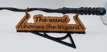 Load image into Gallery viewer, The wand chooses the wizard Cherry wood wand stand with deathly Hallows base - Altered Goods
