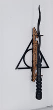 Load image into Gallery viewer, The wand chooses the wizard Cherry wood wand stand with deathly Hallows base - Altered Goods
