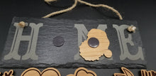 Load image into Gallery viewer, Slate home sign with interchangeable wooden seasonal cut outs - Altered Goods
