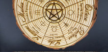 Load image into Gallery viewer, Wheel of the year laser engraved tree slice - Altered Goods