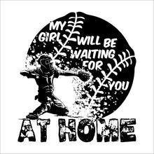 Load image into Gallery viewer, softball catcher svg dxf pdf corel draw files with choice of I, I'll, and My girl will be waiting