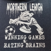 Load image into Gallery viewer, Winning games and eating brains soccer zombie team shirt

