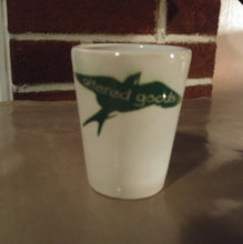 Load image into Gallery viewer, Hooligan brass knuckle shamrock shot glass
