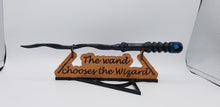 Load image into Gallery viewer, The wand chooses the wizard Cherry wood wand stand with deathly Hallows base - Altered Goods
