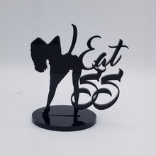 Load image into Gallery viewer, I eat ass stripper black acrylic desk sign - Altered Goods
