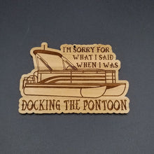 Load image into Gallery viewer, Pontoon boat docking laser engraved cherry wood christmas ornament
